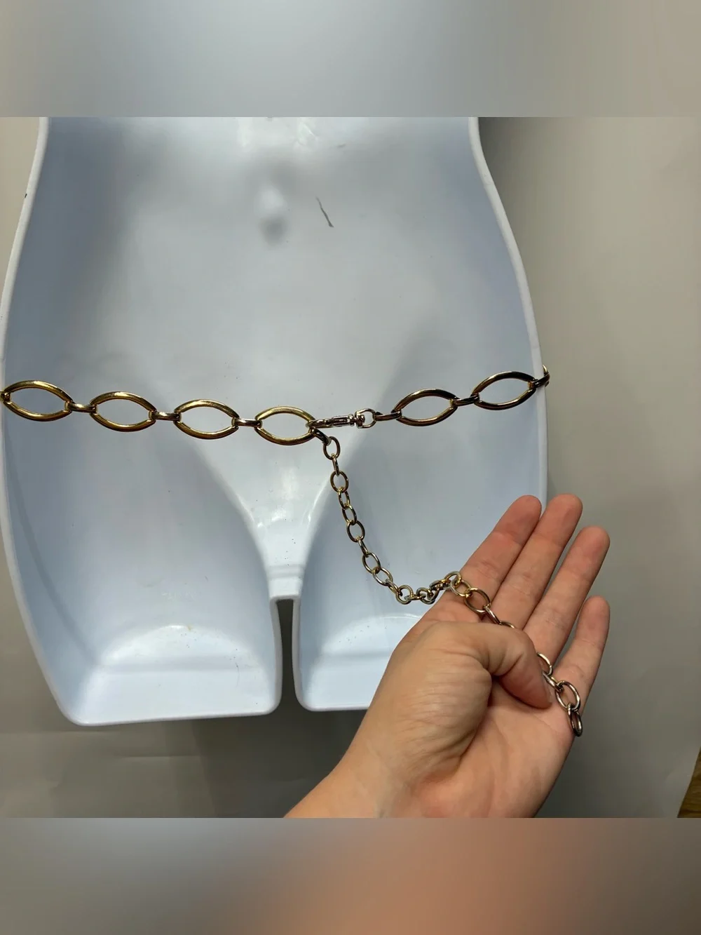 Vintage Y2K Gold Chain Metal Waist Belt Adjustable One Size